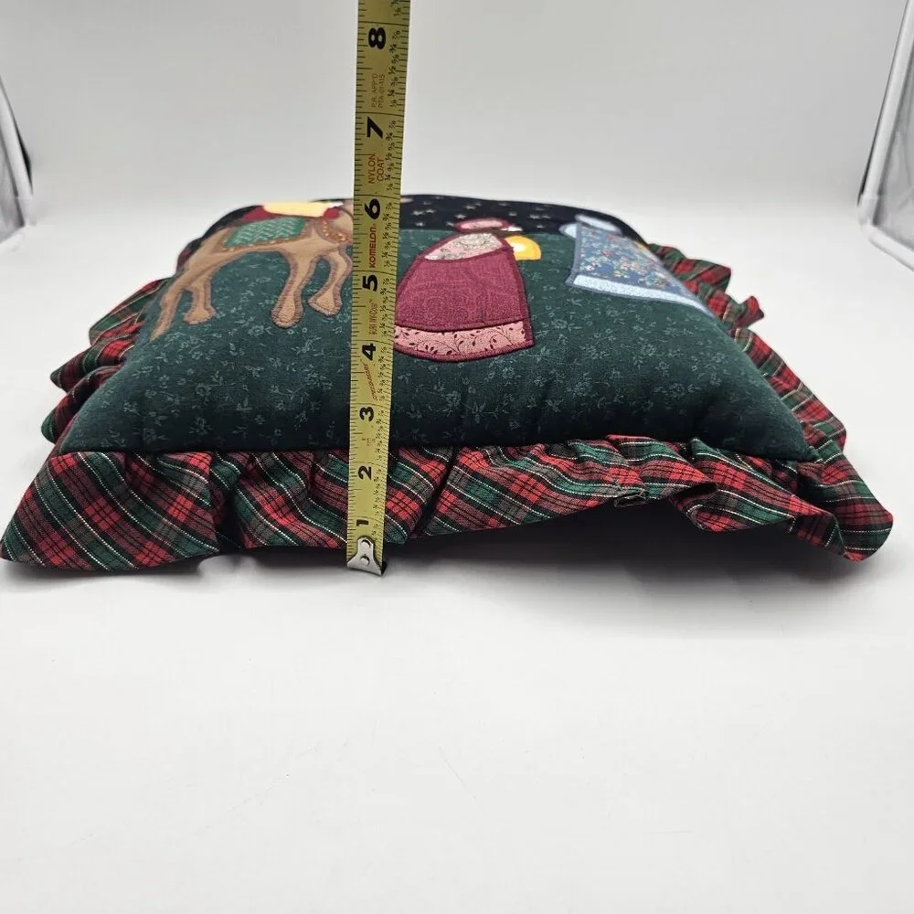 Three Wise Men Christmas Tapestry Throw Pillow 3 Kings Nativity Ruffle Trim 15